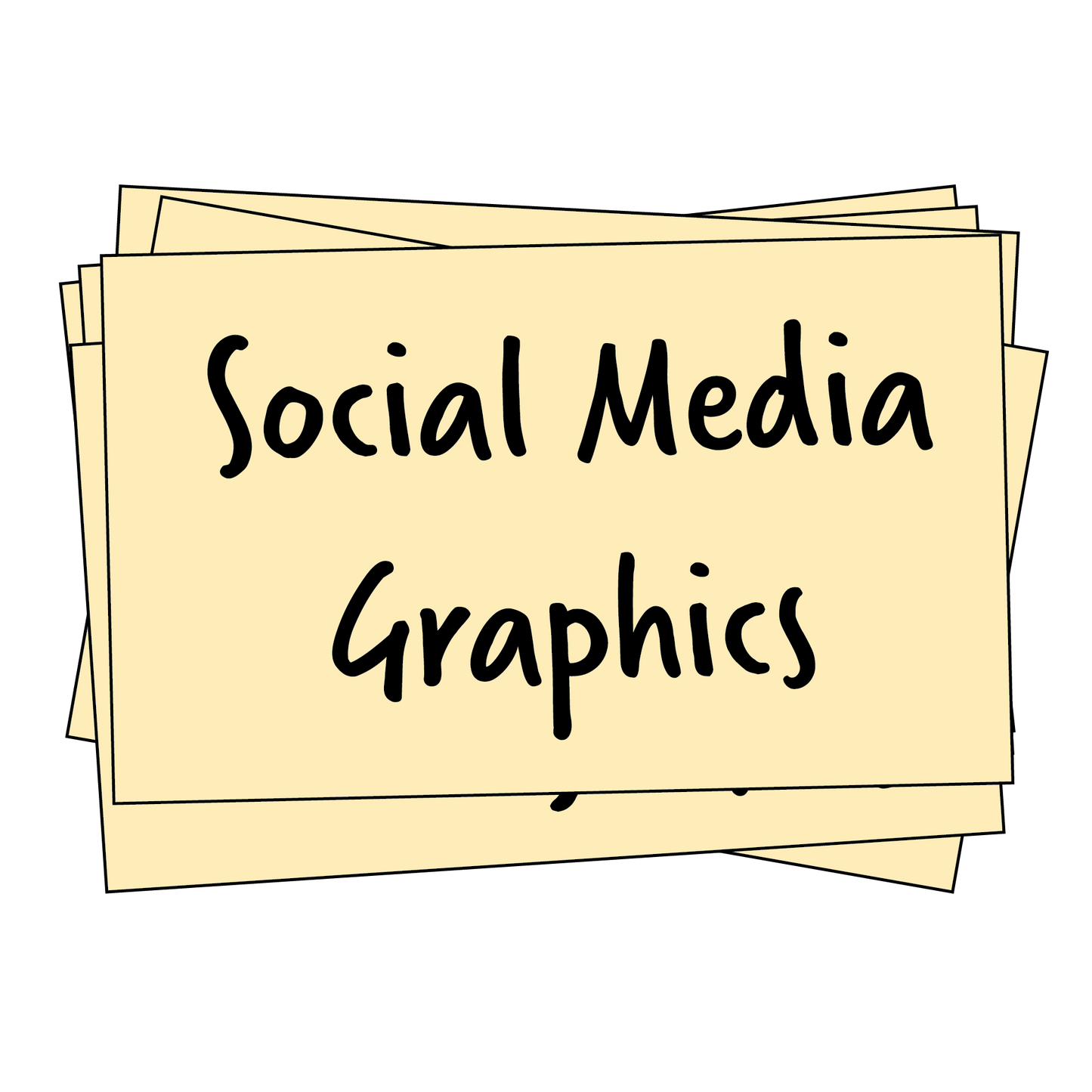 A sign sits at a slight angle over other signs, reading Social Media Graphics.