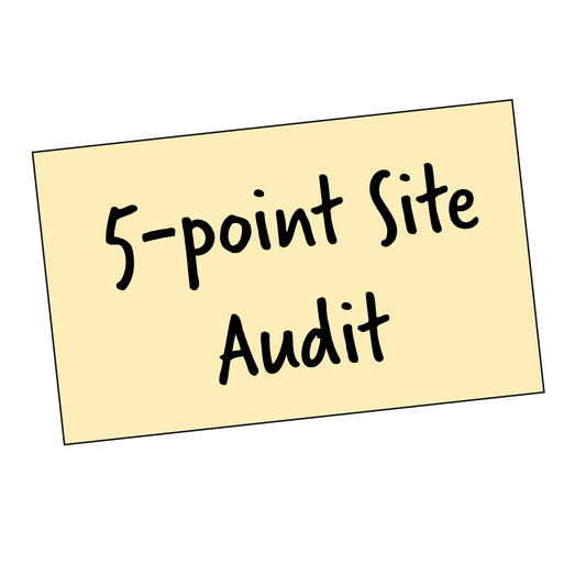 A sign reading 5-Point Site Audit sits at a slight angle on a white background.
