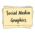 A sign sits at a slight angle over other signs, reading Social Media Graphics.