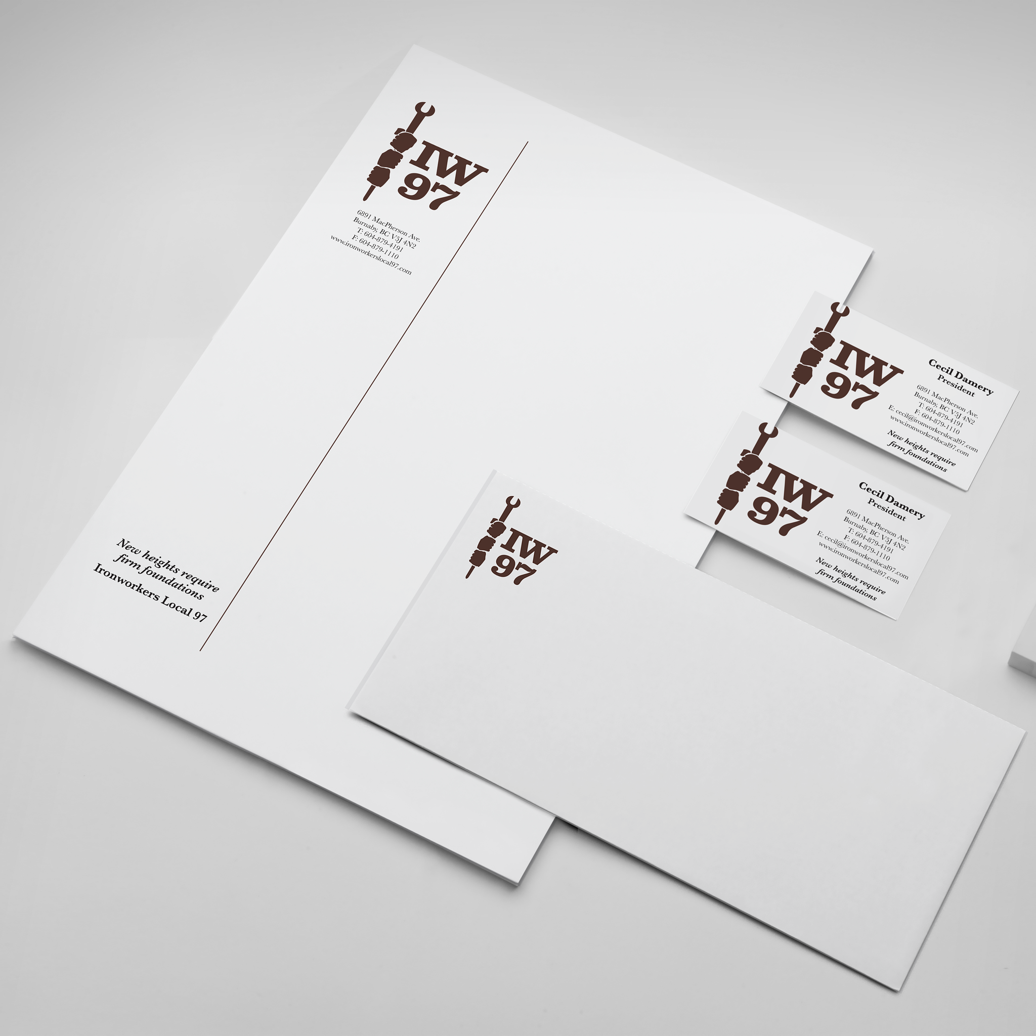 IW97 stationery mock-up.