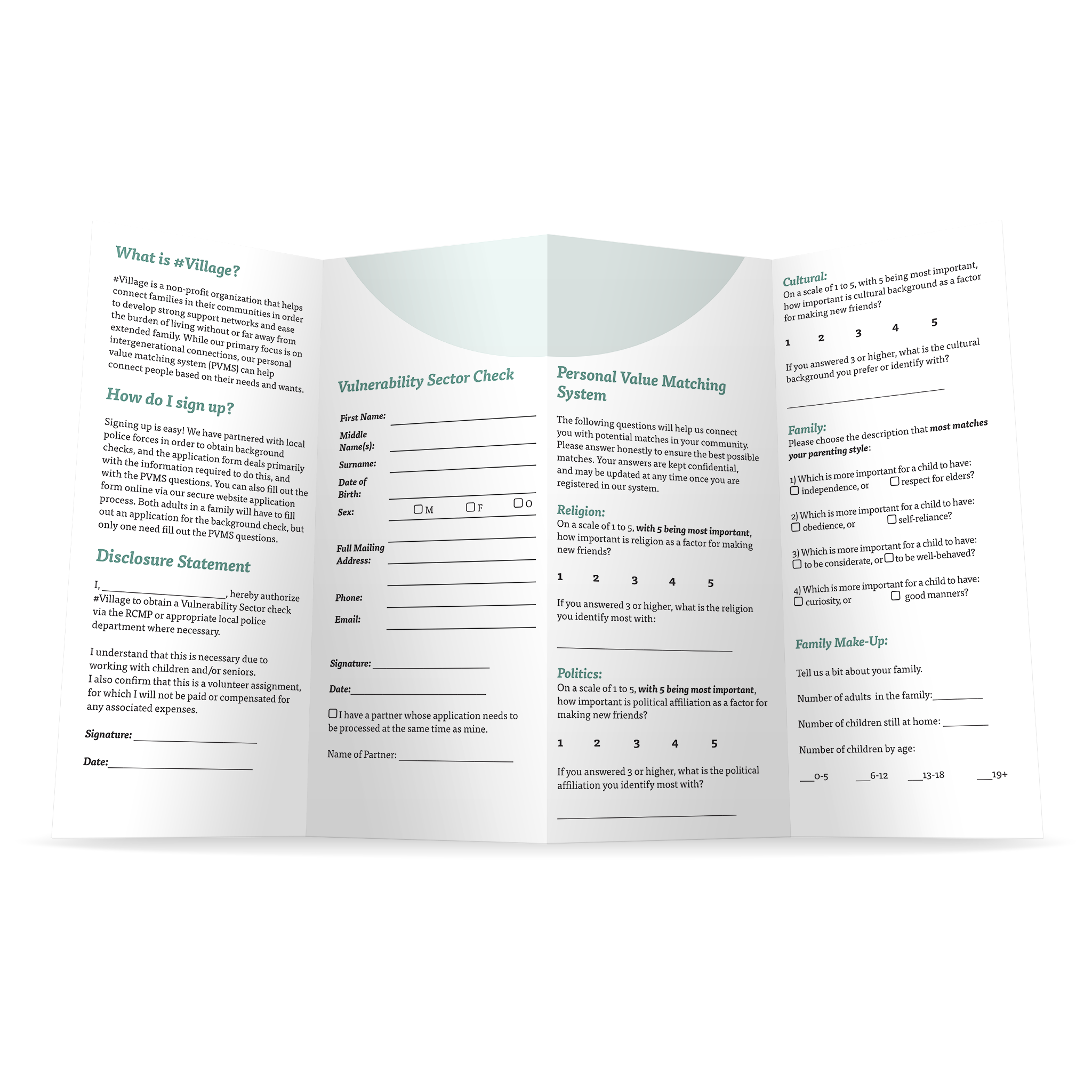 Mockup of application brochure, back.
