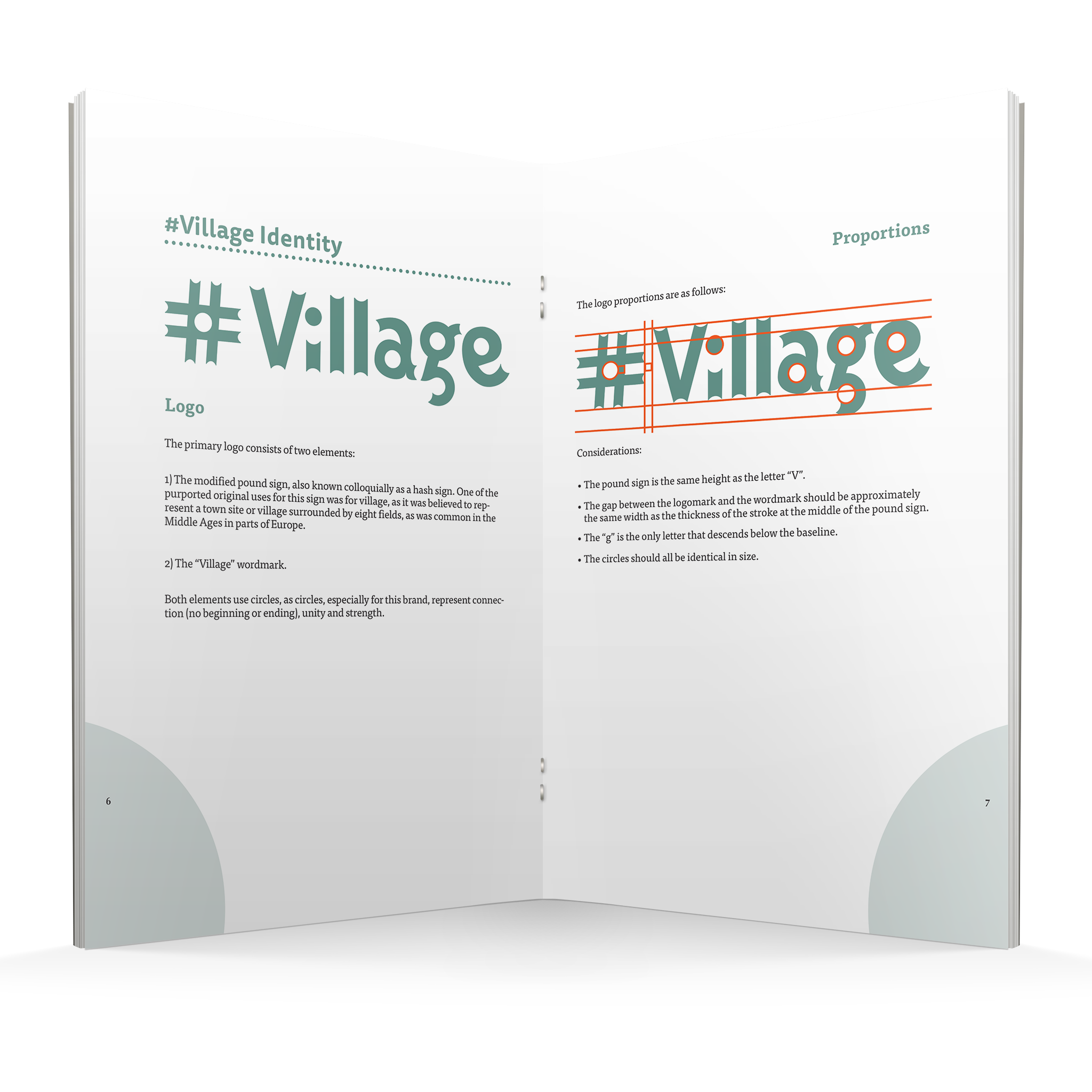 Mockup of inside of brand guide.