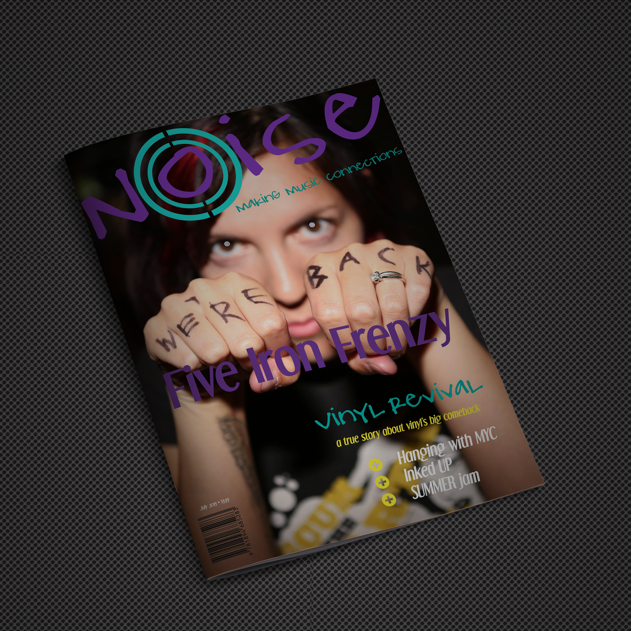 Magazine cover mockup with image of Leanor Ortega-Till of Five Iron Frenzy