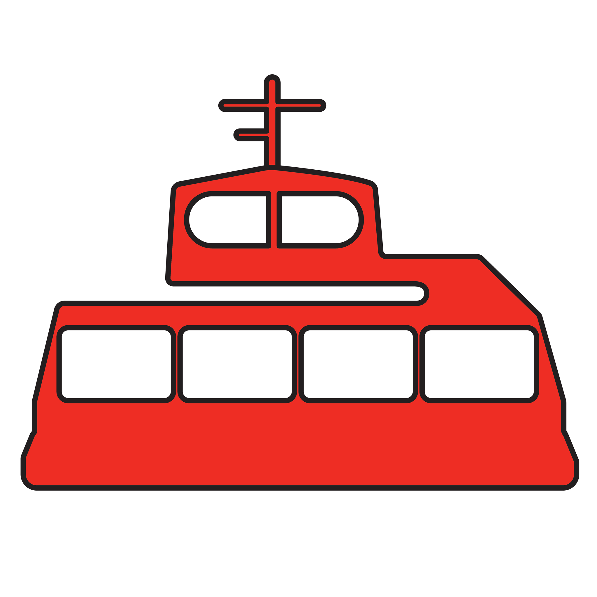 Simplified Sea Bus illustration for playing card suit.