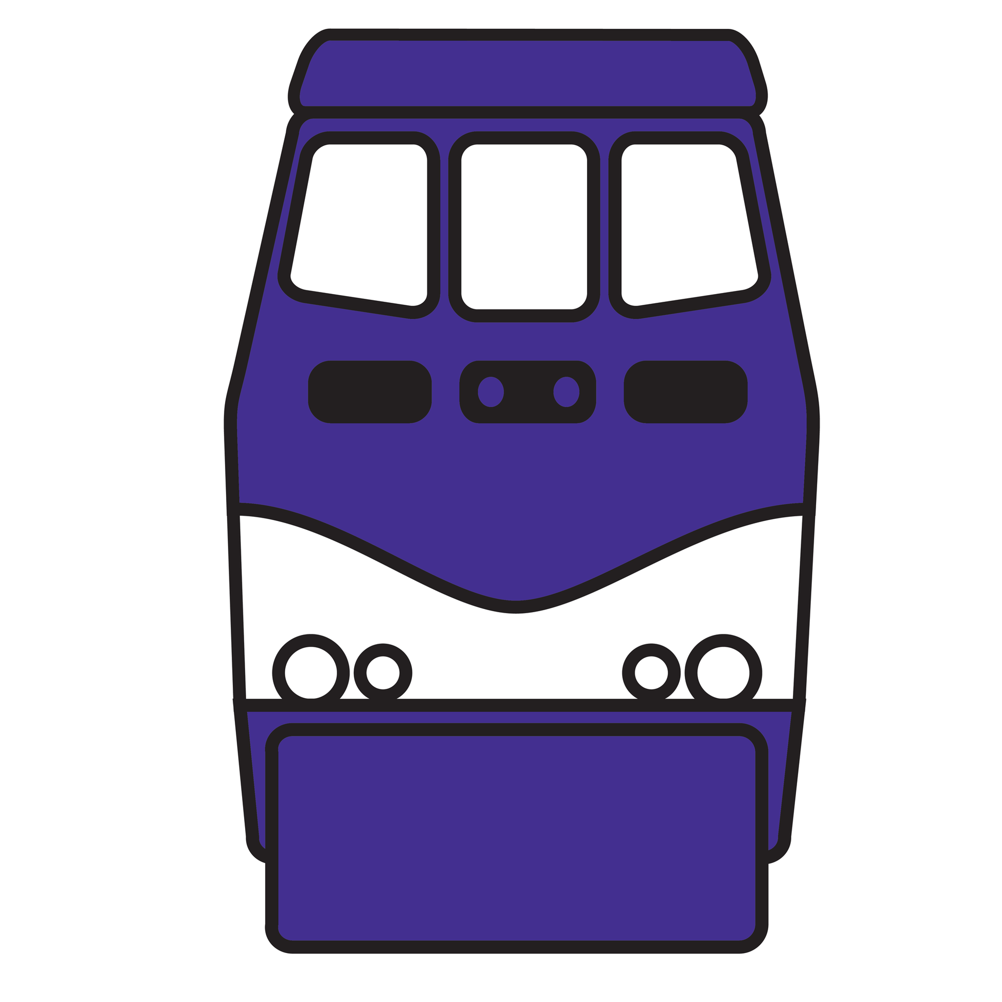 Simplified illustration of WestCoast Express train for playing card suit.